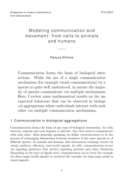 Modeling communication and movement: from cells to animals and