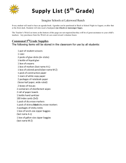 Supply List (5 Grade) - Imagine Schools Lakewood Ranch