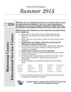 Summer 2015 - Mahoning County Educational Service Center