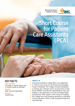 Short Course for Patient Care Assistants (PCA)