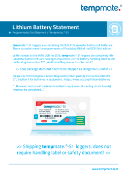 See Lithium Battery Statement
