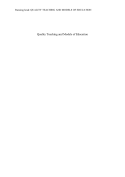 Quality Teaching and Models of Education