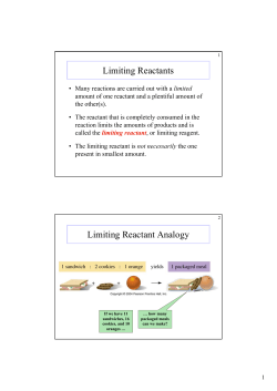 Limiting Reactants Limiting Reactant Analogy