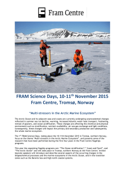 FRAM Science Days, 10-11th November 2015 Fram Centre, TromsÃ¸