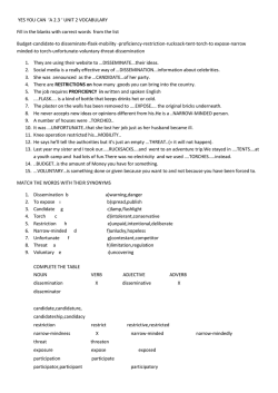 YES YOU CAN `A 2.3 ` UNIT 2 VOCABULARY Fill in the blanks