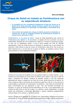 Cirque du Soleil se instala en PortAventura con su espectÃ¡culo