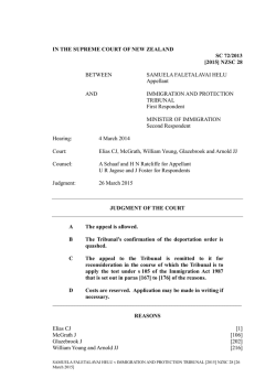Samuela Faletalavai Helu v Immigration and Protection Tribunal