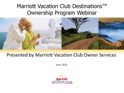 Marriott Vacation Club Destinationsâ¢ Ownership Program Webinar