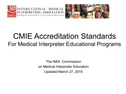 CMIE Accreditation Standards - International Medical Interpreters