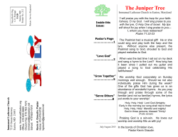 Juniper Tree Newsletter - immanuel lutheran church