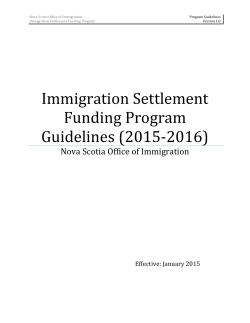 Immigration Settlement Funding Program Guidelines 2015-2016