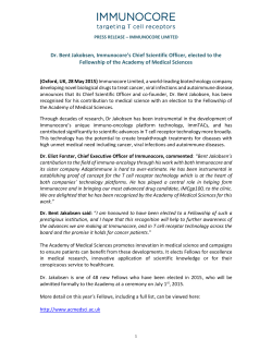 Dr. Bent Jakobsen, Immunocore`s Chief Scientific Officer, elected to