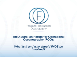 The Australian Forum for Operational Oceanography (FOO