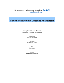 Clinical Fellowship in Obstetric Anaesthesia