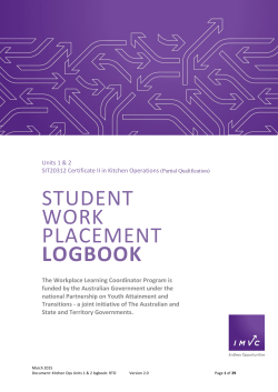 Student Work Placement Logbook SIT20312 Units
