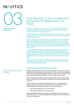 03 Track Records : Luck or Judgement? Introducing Hit