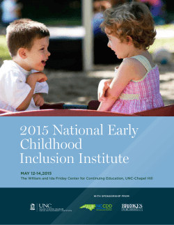2015 Program - 2015 Early Childhood Inclusion Institute