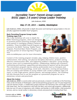 Basic Parent Group Leader Training Brochure (May 27-29)