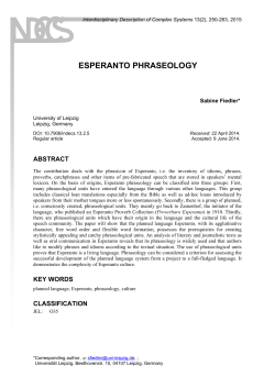 esperanto phraseology - Interdisciplinary Description of Complex