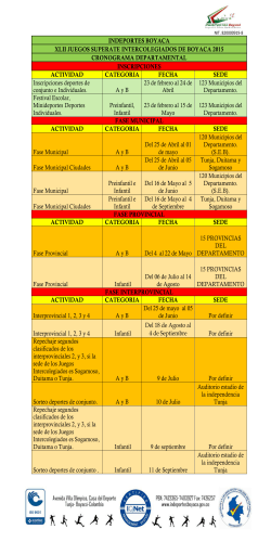 Cronograma Juegos SupÃ©rate Intercolegiados de Boyaca 2015