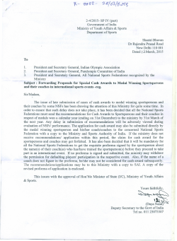 2-4/2015- SP IV (part) Government of India Ministry of Youth Affairs