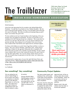 the Spring 2015 Trailblazer - the Indian Ridge Homeowners