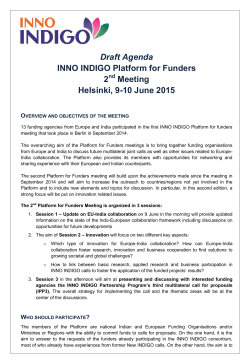 Draft Agenda INNO INDIGO Platform for Funders 2