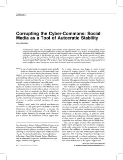 Corrupting the Cyber-Commons: Social Media as a Tool of