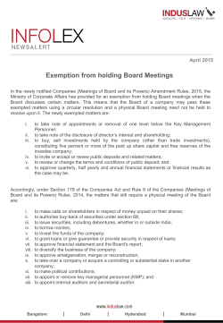 Exemption from holding Board Meetings