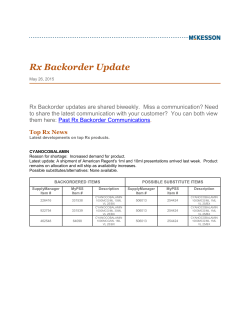 Rx Backorder Update - McKesson Drug Shortages Resource