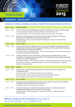 PROGRAMME - (INDUTEC) Conference 2015