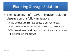 Planning Storage Solution