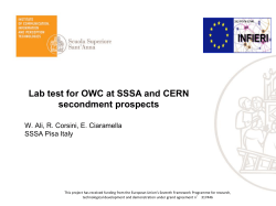 Lab test for OWC at SSSA and CERN secondment prospects