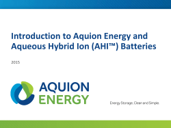 Introduction to Aquion Energy and Aqueous Hybrid Ion (AHI