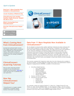 What`s Coming Next from ClinicalConnect? ClinicalConnect