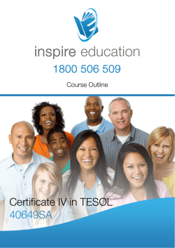 Cert IV TESOL Course Outline XX Monthly