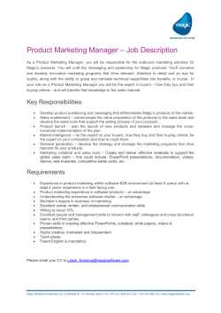 Product Marketing Manager â Job Description
