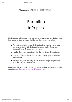 Bardolino Info pack - Thomson Lakes Info pack