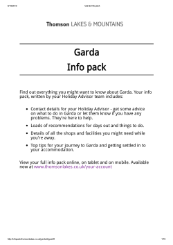 Garda Info pack - Thomson Lakes Info pack