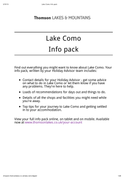Lake Como Info pack - Thomson Lakes Info pack