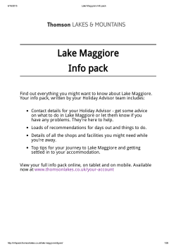 Lake Maggiore Info pack - Thomson Lakes Info pack