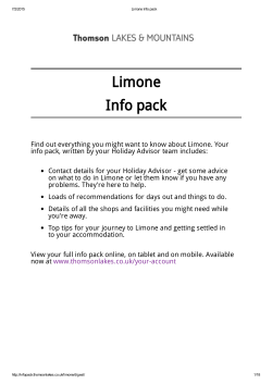 Limone Info pack - Thomson Lakes Info pack