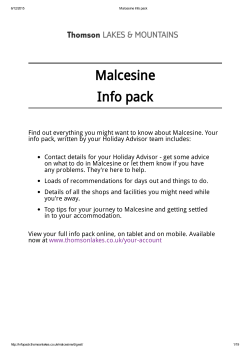 Malcesine Info pack - Thomson Lakes Info pack