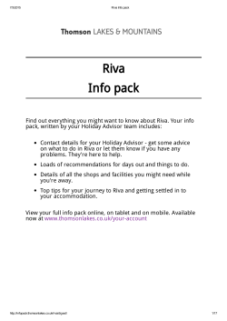 Riva Info pack - Thomson Lakes Info pack