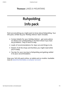 Ruhpolding Info pack - Thomson Lakes Info pack