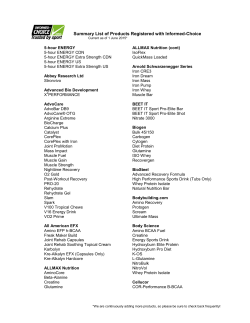 Summary List of Products Registered with Informed