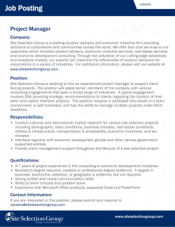 Project Manager - Site Selection Group