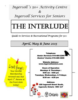 April - June 2015 Newsletter - Ingersoll Services for Seniors