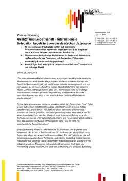 Pressemitteilung Initiative Musik: German Haus, TGE 2014
