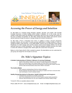 Accessing the Power of Energy and Intuition Dr. Niki`s Signature